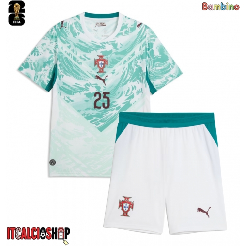 Portogallo Nuno Mendes #25 Seconda Maglia Bambino Mondiali 2026 Manica Corta (+ Pantaloni corti)